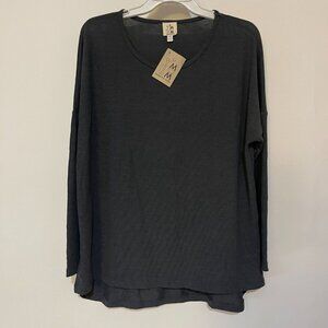 Mom Mom's  the Word Long Sleeve Maternity Top  XS Dark Gray Stretch Casual $76